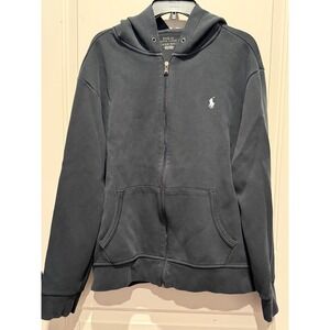 Polo Ralph Lauren Men's Full Zip Hoodie Jacket Black XL Cozy Warm *minor flaw*